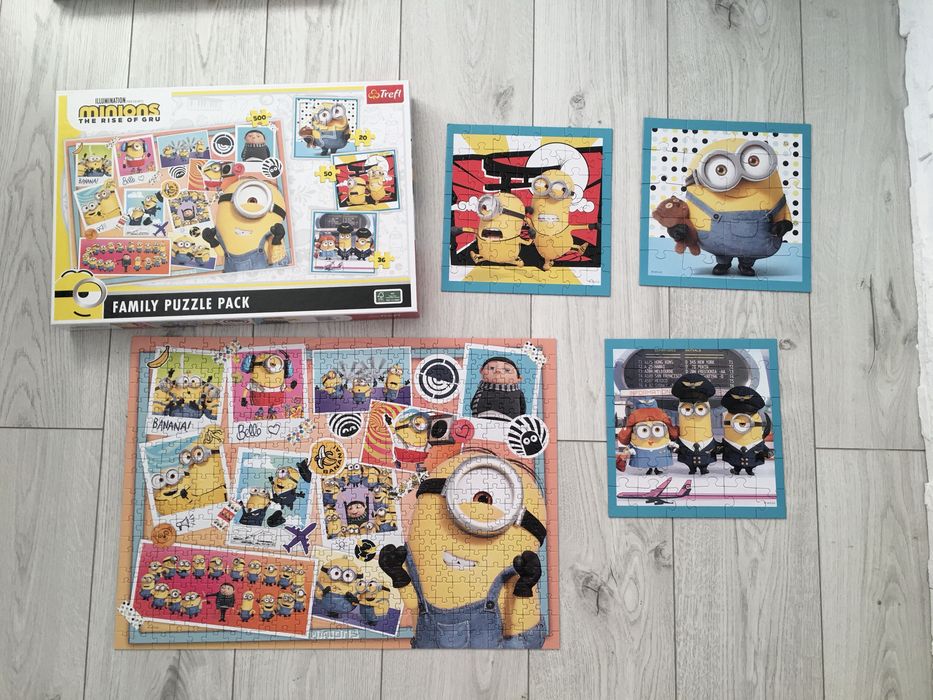 Rodzinny zestaw puzzli 4w1 20, 36, 50 i 500 el. Minionki Wejście Gru