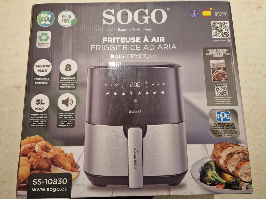 Fritadeira sem óleo SOGO - 1450W - 5L - 8 programas (artigo novo)