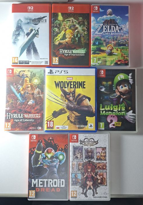 Zestaw Gier na Playstation 5/Nintendo Switch 2 - Wolverine/Zelda/Hyrule Warriors/Kingdom Hearts/Metroid/Final Fantasy