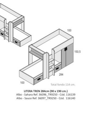 Beliche moderno com arrumação Conforama 92x190cm– ótimo estado!