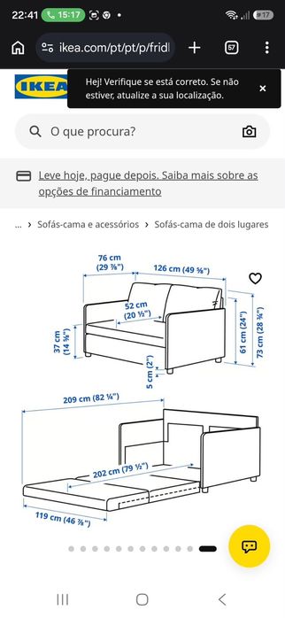 Sofá cama Ikea em ótimo estado