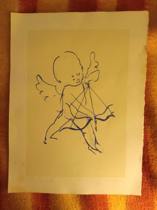 JÚLIO POMAR, serigrafia s/papel, 31 x 21,5 cm "anjos"  original