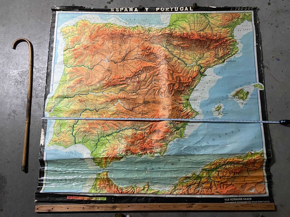 Mapa mural escolar da VEB Hermann Haack (ex RDA) Carcavelos E Parede ...