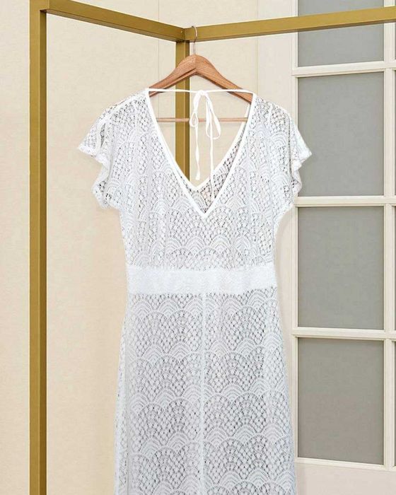 Длинное белое кружевное пляжное платье Bravissimo, р. S/М