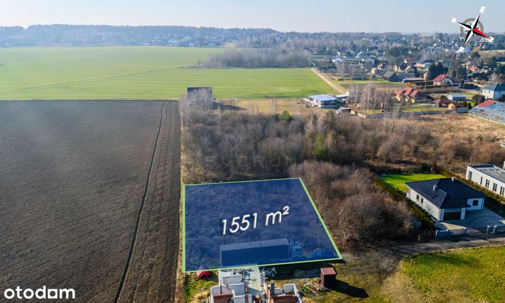 Działka pod zabudowę jednorodzinną Północ 1551 m² - Widok 2