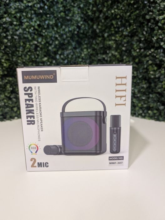 Przenośny Głośnik Karaoke Bluetooth + 2 Mikrofony | RGB | 10W | MUMUWIND