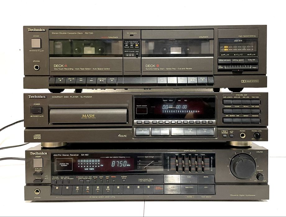 TECHNICS Stereo Wieża-3 Elementy, Amplituner,Magnetofon,CD Odtwarzacz