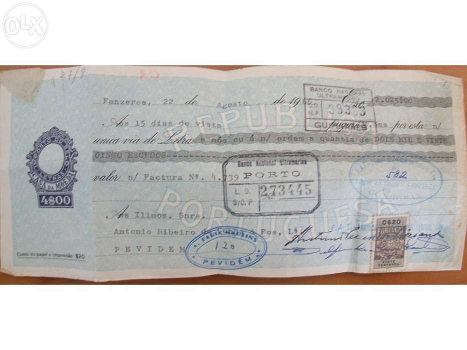 Letras e Cheques Antigos