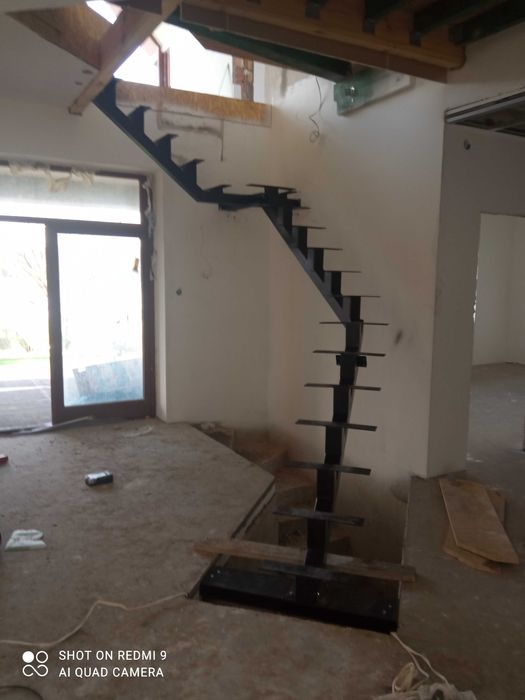 Schody metalowe, loft, nowoczesne, industrialne, jednobelkowe