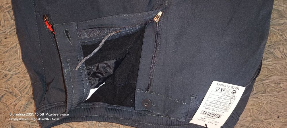 Spodnie męskie nieprzemakalne ocieplane polarem nowe 2xl