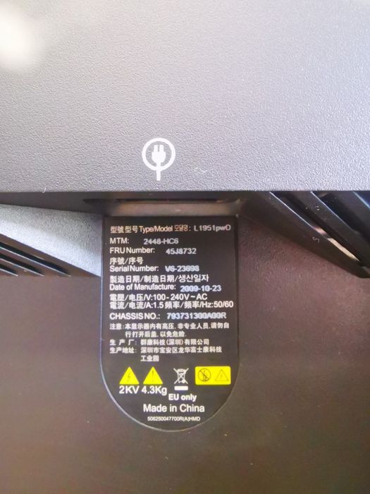 Monitor lenovo thinkvision L1951pw0