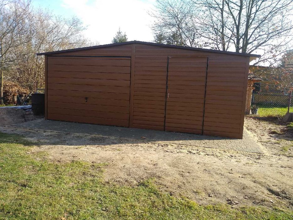 Garaż blaszany blaszak dach dwuspad 4x5 drewnopodobny PRODUCENT (174)