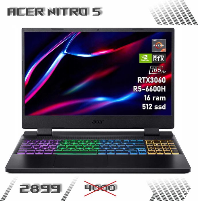 LAPTOP GAMINGOWY Acer Nitro 5 RTX 3060 Ryzen 5 5600H 165 hz komputer