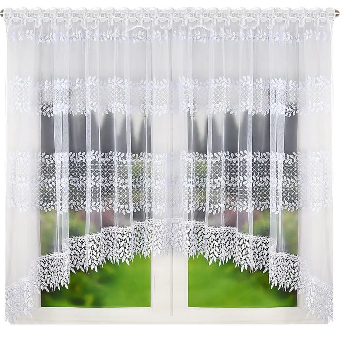 Firana 160x400 z markizety we wzory roślinne