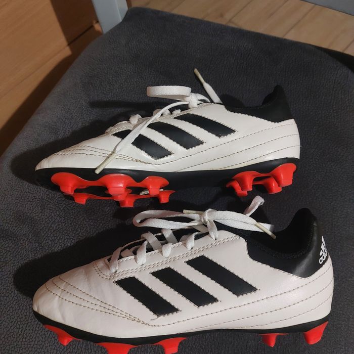 Buty piłkarskie biało czarne korki adidas goletto VI FG 31,5 cm