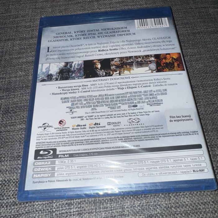 Gladiator Blu-Ray Polskie Wydanie Nowy Folia