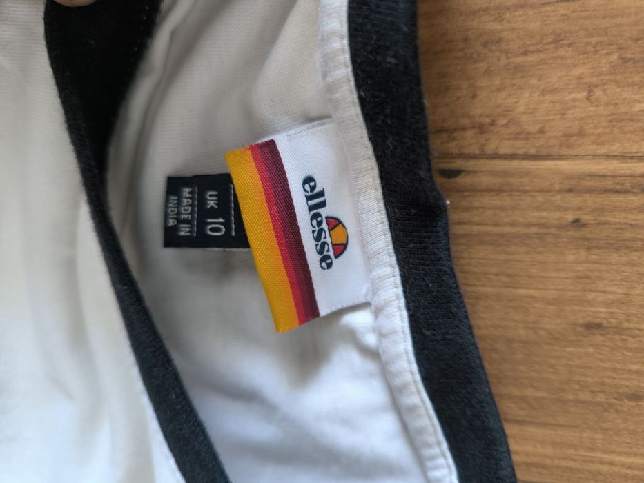 Ellesse t-shirt damski 38 biały wyszywany top lato bawełna
