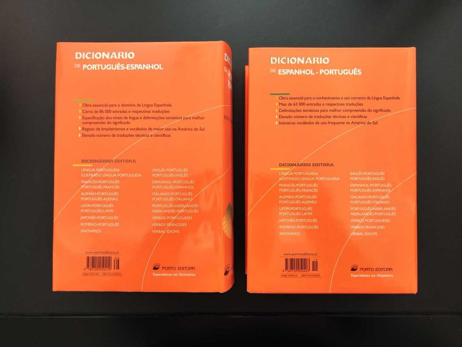 Conjunto de 5 Dicionários Porto Editora - Português, Inglês e Espanhol
