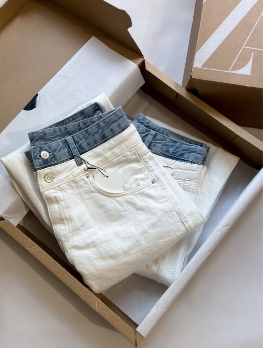 Прямі джинси з подвійним поясом Zara