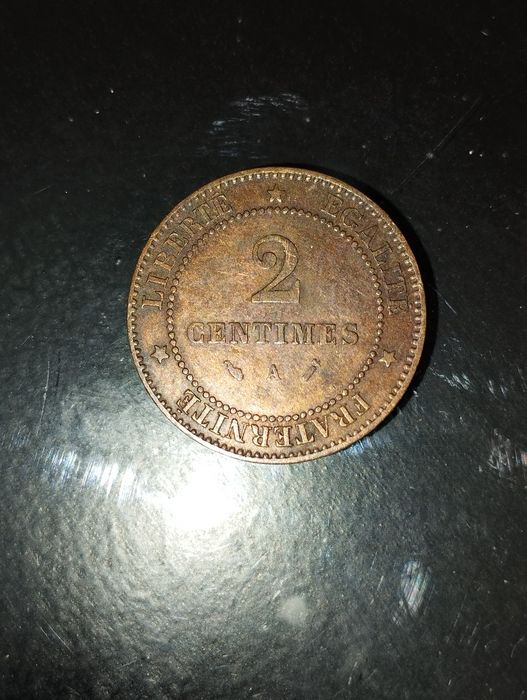 Moedas 2 Centimes 1854A, 1855K, 1856BB, 1857A, 1861A, 1862BB, 1892A FR
