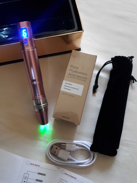 Дермапен Dr.Pen + 12 картриджів + сироватка з гіалуроновою кислотою