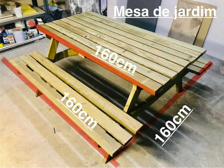 Mesa de jardim com bancos (conjunto)