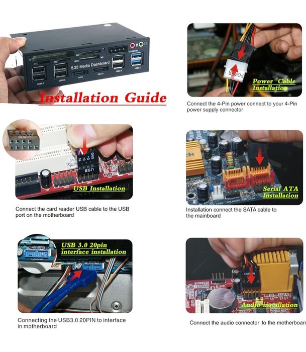 Tccmebius TCC- QL5E 5.25 Cala PC Wielofunkcyjne Dashboard Media
