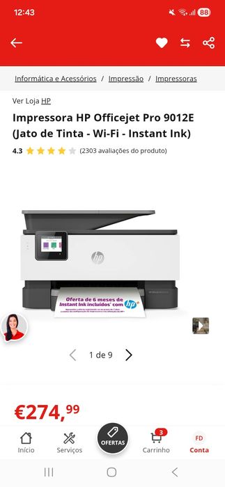 Título: HP OfficeJet Pro 9012e (Praticamente Nova) – Wi-Fi / Duplex
​D
