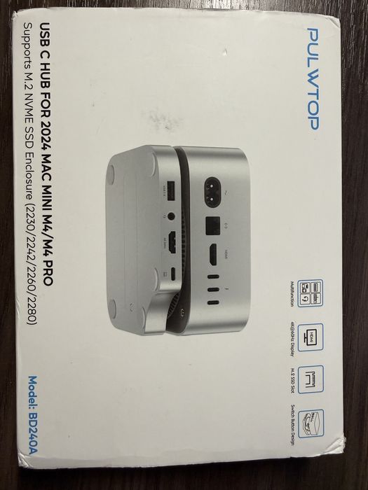 Док станция PULWTOP Mac Mini M4/M4 Pro Hub M.2 SSD, HDMI 4K 60Hz