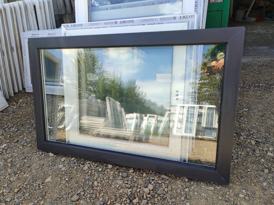 Okno stałe antracyt 130 x 75 nowe dwuszybowe nie otwierane