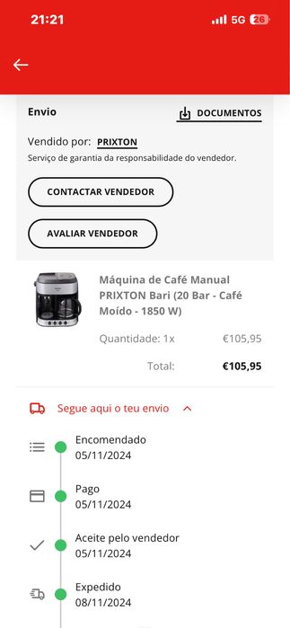 Máquina de Café Manual PRIXTON Bari com garantia