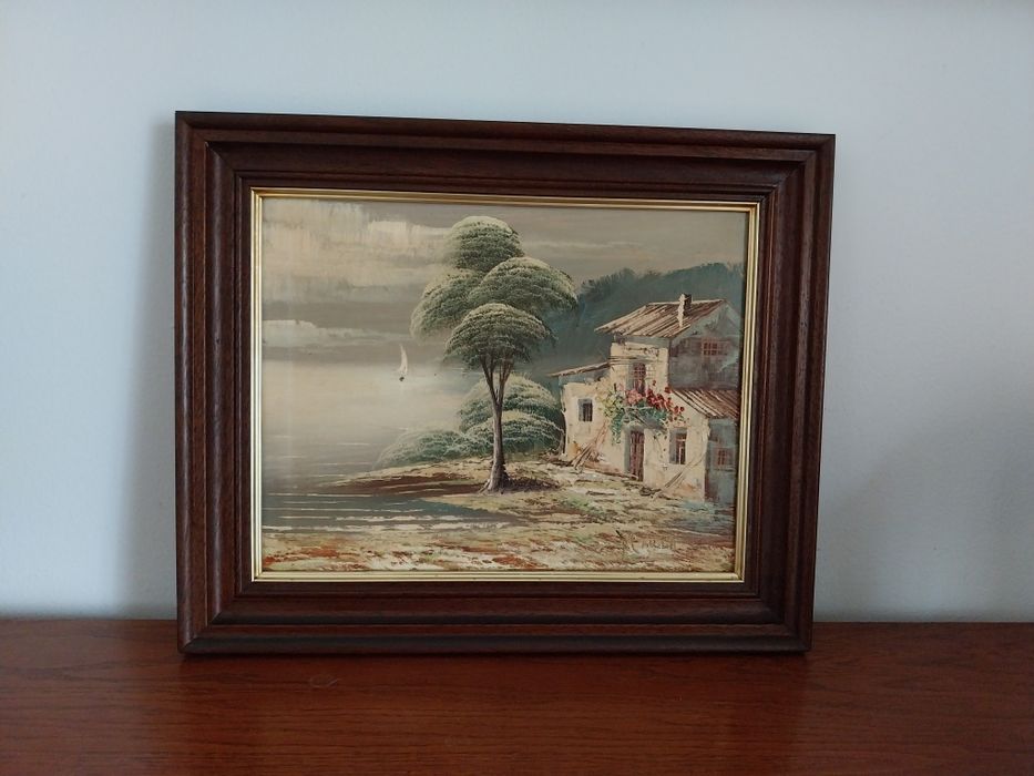 Quadro antigo vintage pintado a óleo