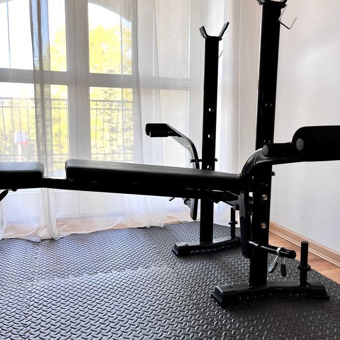 Zestaw Do Ćwiczeń 128kg Siłownia Ławeczka Hantle Sztanga Obciążenia