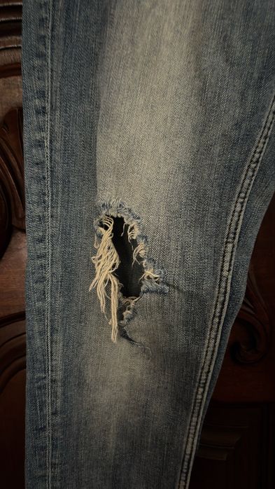 Calças de Ganga Zara Rasgadas Azuis