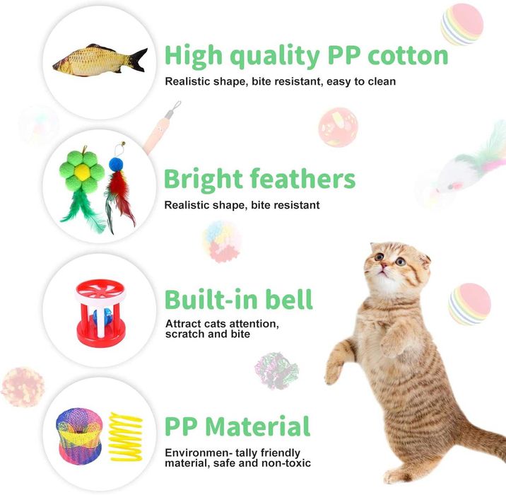 Kit brinquedos para gato túnel rato peixe bolas sinos [38 peças] NOVO