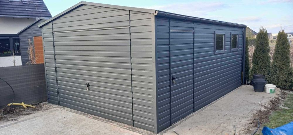 Garaż blaszany 5x5 grafitowy, opcja personalizacji na życzenie!