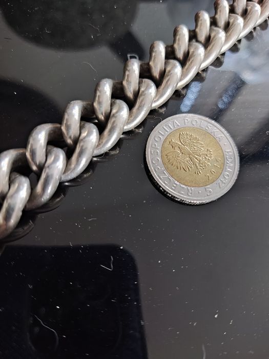 Bardzo gróba srebrna bransoletka na rękę