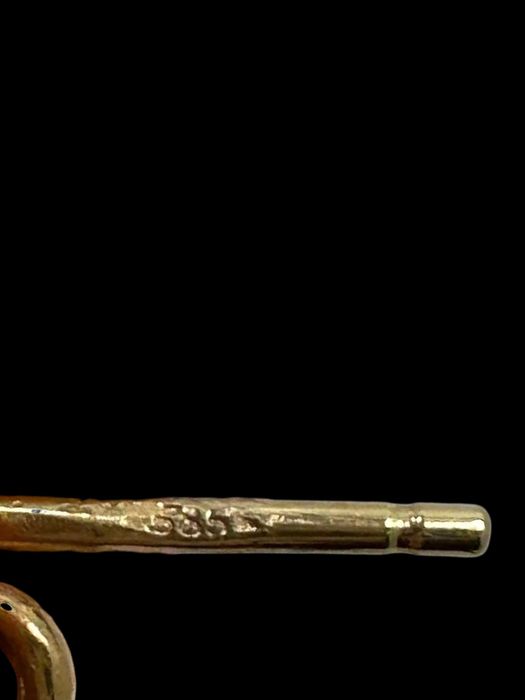 Złote Kolczyki Wiszce Serce SATYNOWE WYKOŃCZENIE SZTYFT 585 3,51G 1,5CM
