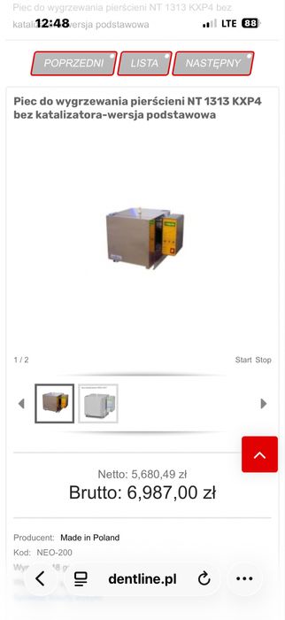 Piec do wygrzewania pierscieni neoterm protetyczny