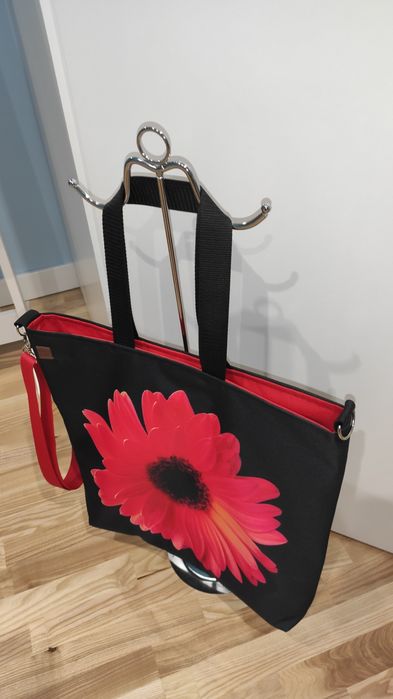 Torebka shopper bag duża torba z kwiatem Gerbera