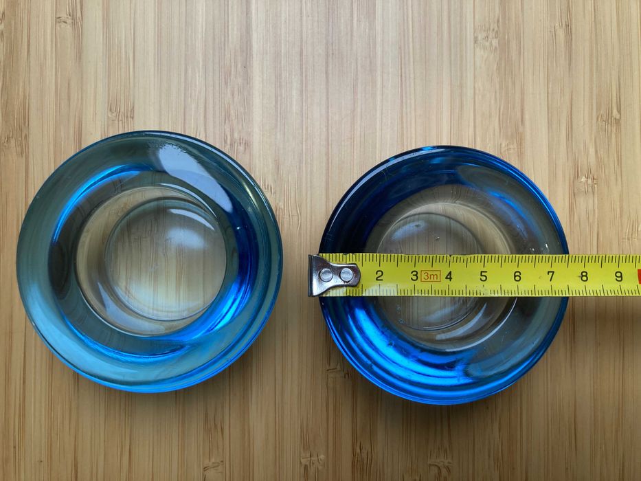 Świecznik na tealight niebieskie szkło 2 sztuki komplet osłonki IKEA