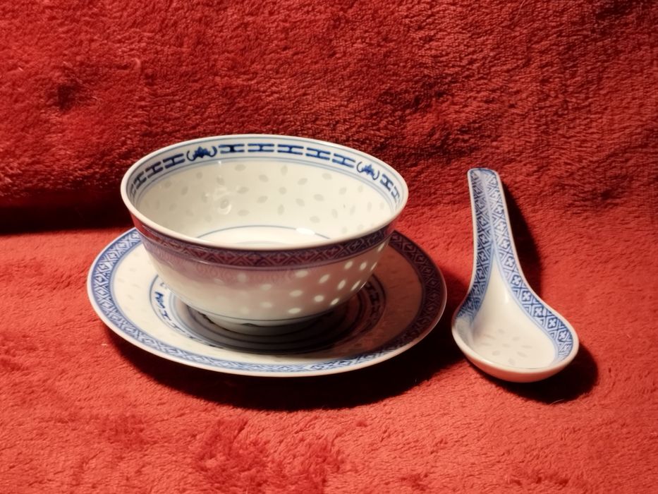 Komplet do Chińszczyzny/ 3 elem / Chińska Porcelana Ryżowa