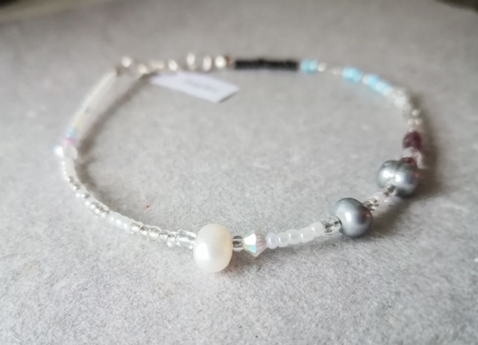Piękna bransoletka perły słodkowodne + kryształki Swarovski