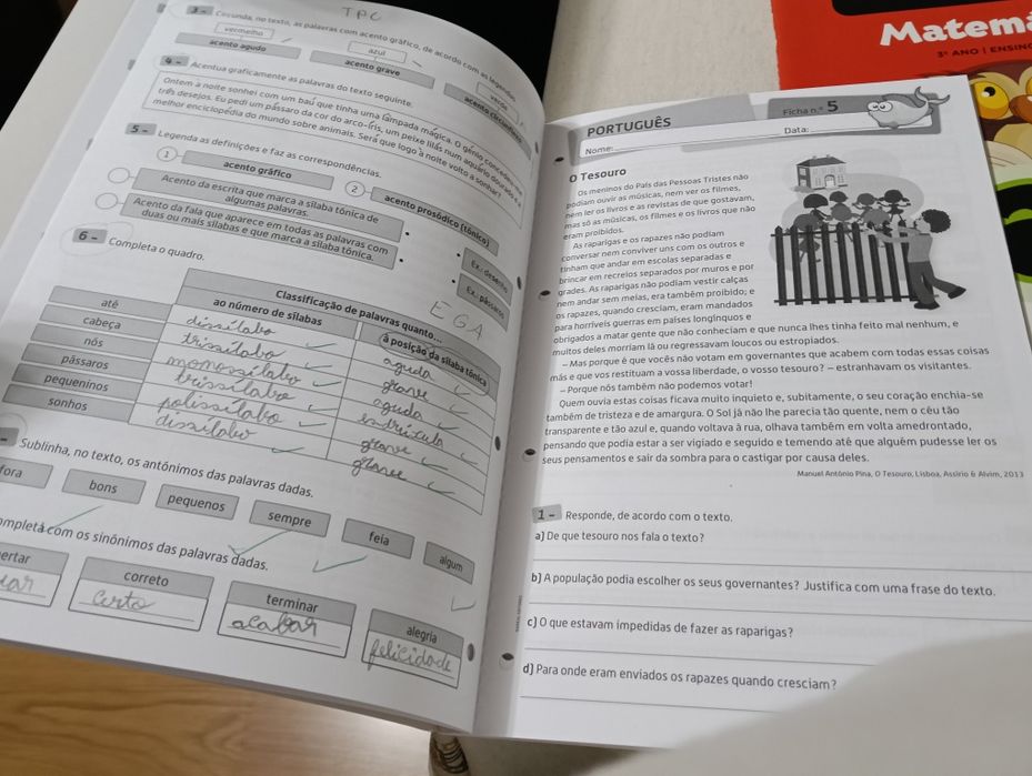 4 Livros de Fichas de Avaliação - 3 ano