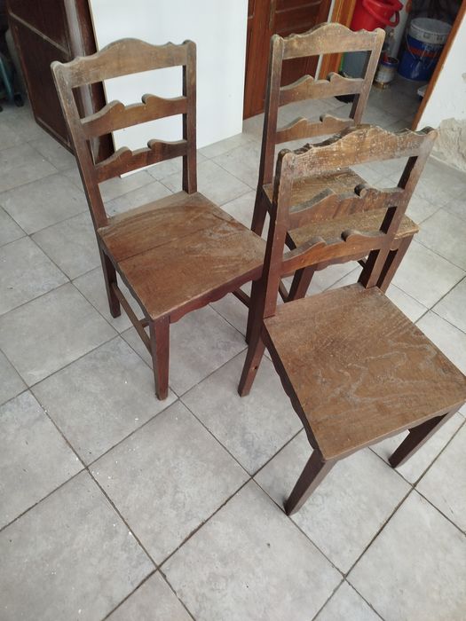 Conjunto 3 cadeiras madeira maciça