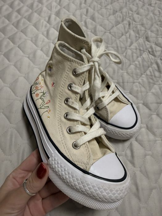 Кеди converse all star дитячі з квітами текстильні