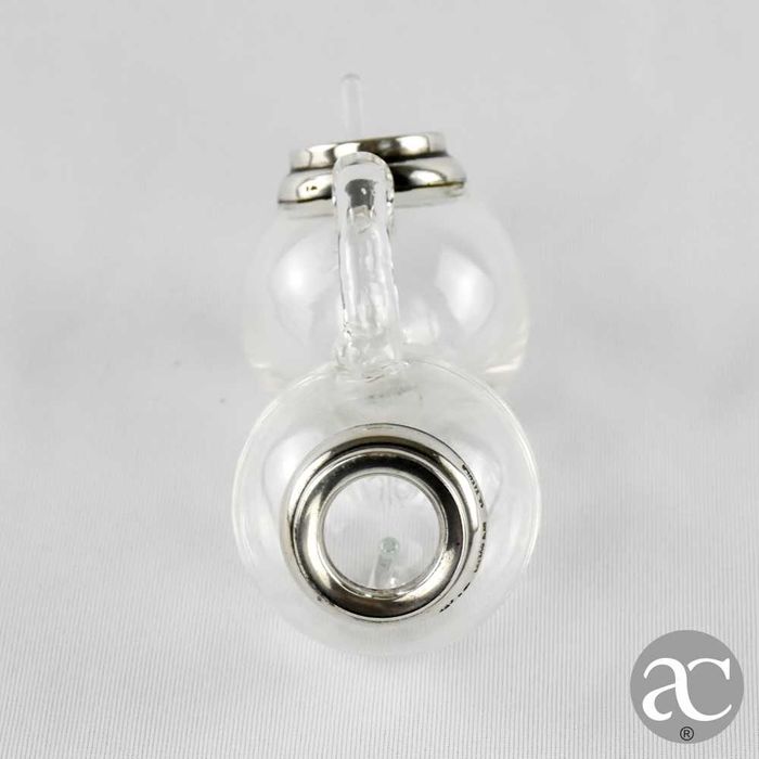 Saleiro e Pimenteiro vidro e prata Leitão & Irmão, pequenas colheres