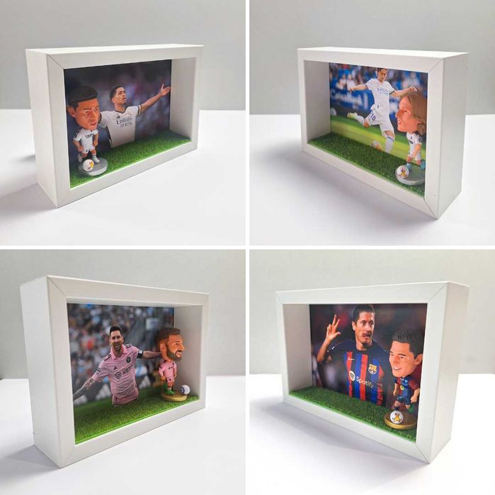 Figurka piłkarza w ramce Messi, Lewandowski, Mbappe, Vinicius, CR7...
