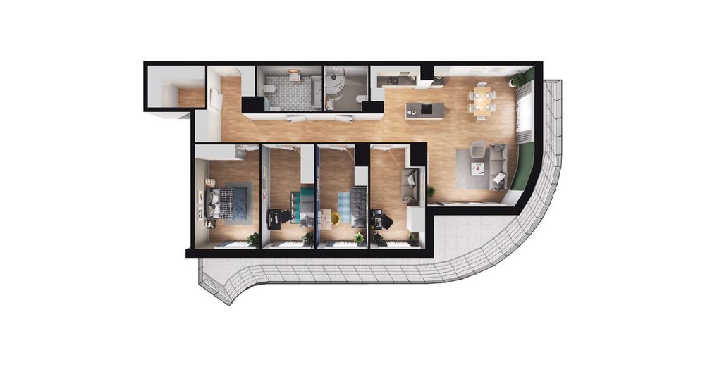 5-pokojowe mieszkanie 107m2 + loggia Bezpośrednio