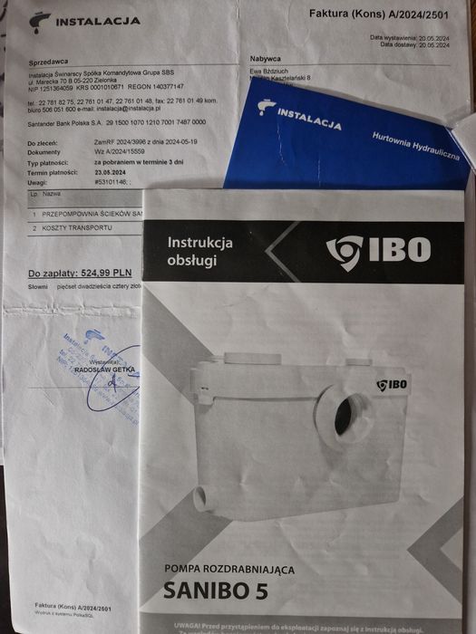 Sprzedam pompa z rozdrabniaczem IBO SANIBO 5